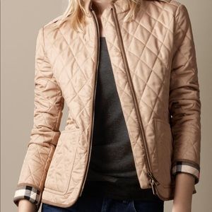 Burberry Brit tan beige quilted jacket, small